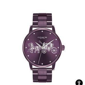 Coach Grand 36mm Deep Purple Stainless Steel Watch